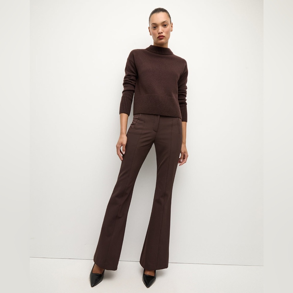 Veronica Beard Deep Brown High-Waist Wide Leg Trousers